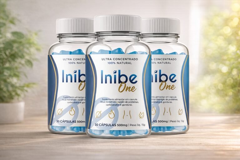 Inibe One Turbo funciona? Frascos do suplemento Inibe One em imagem promocional
