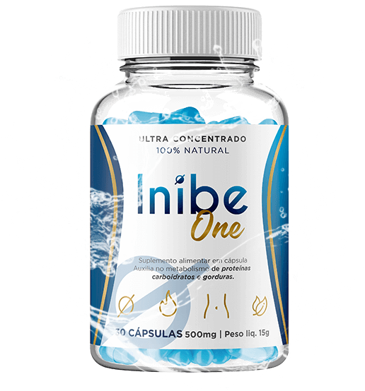 Frasco unico do suplemento Inibe One Turbo em capsulas, 30 capsulas 500mg, foto real do produto