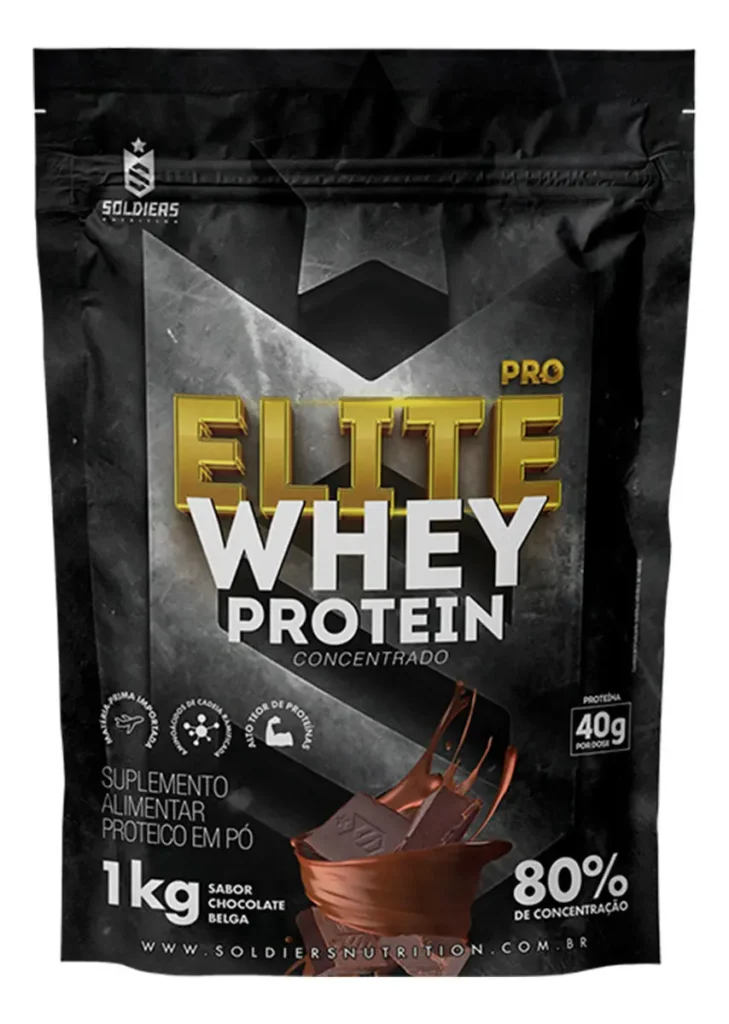Elite Pro Whey Protein Soldiers é Bom? Análise Completa Soldiers Nutrition Elite Pro Whey Protein Concentrado 80% 1kg sabor Chocolate belga - embalagem de frente