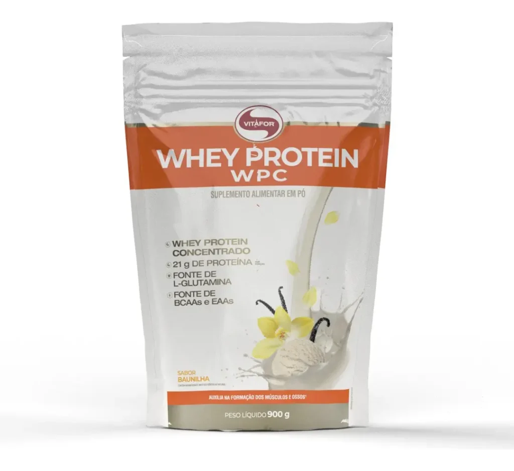 100% Whey Concentrado Vitafor é bom? Pote de Vitafor Whey Protein Baunilha 100% Whey Concentrado 900g