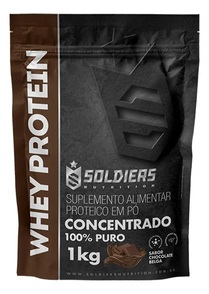 Whey Protein Concentrado Soldiers Nutrition É Bom? Análise 2026 Soldiers Nutrition Whey Protein Concentrado 1kg sabor Chocolate belga - embalagem de frente