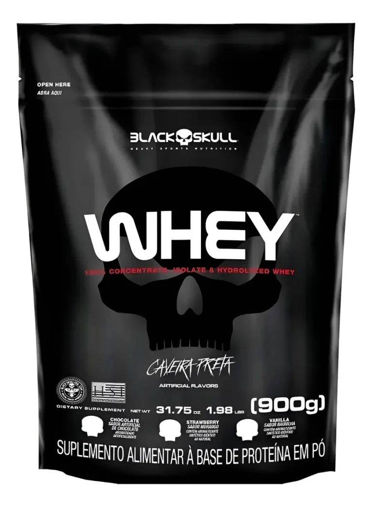 Refil Whey Black Skull Caveira Preta sabor Chocolate 900g