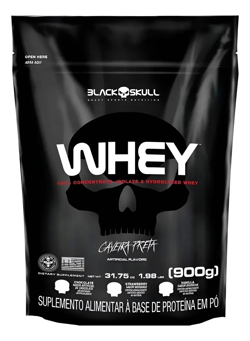 Whey Black Skull Caveira Preta refil 900g