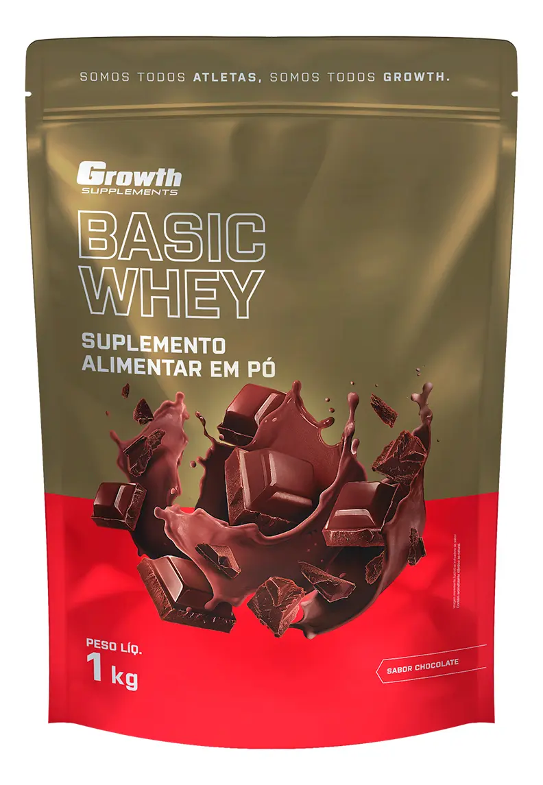 Whey Protein Growth Basic Whey, pote 1kg sabor chocolate