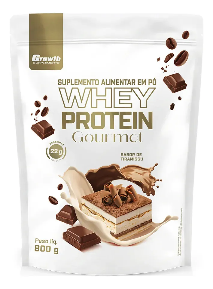Whey Protein Growth Gourmet, pote 800g sabor tiramisu