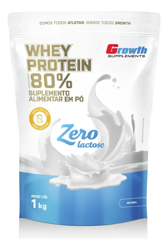 Whey Protein Growth Concentrado Zero Lactose 1kg, sabor natural